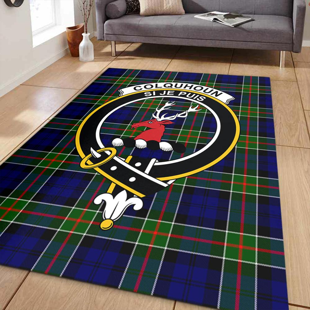 Colquhoun Modern Tartan Crest Area Rug