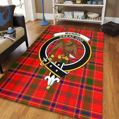 Clan Munro Modern Tartan Crest Rug – Scottish Highland Carpet for Living Room, Celtic Home Decor & Scotland Gift