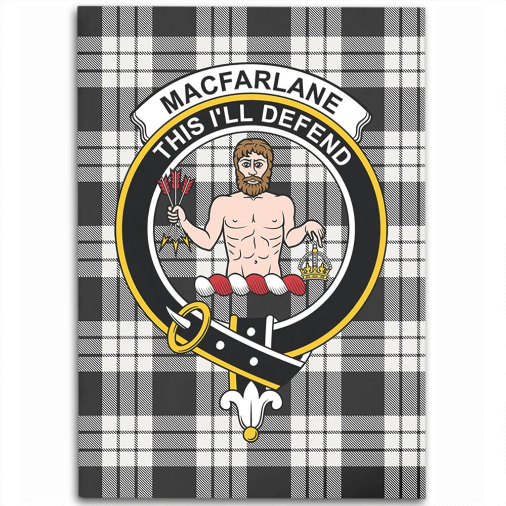 MacFarlane Black & White Tartan Crest Area Rug