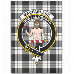 MacFarlane Black & White Tartan Crest Area Rug