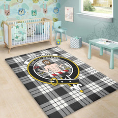 MacFarlane Black & White Tartan Crest Area Rug