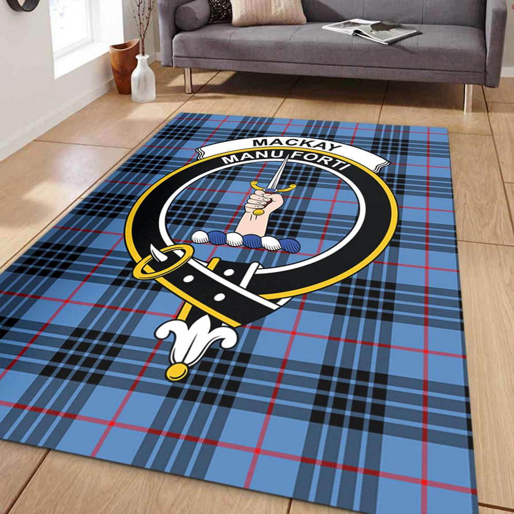MacKay Blue Tartan Crest Area Rug
