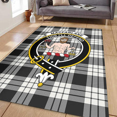 MacFarlane Black & White Tartan Crest Area Rug