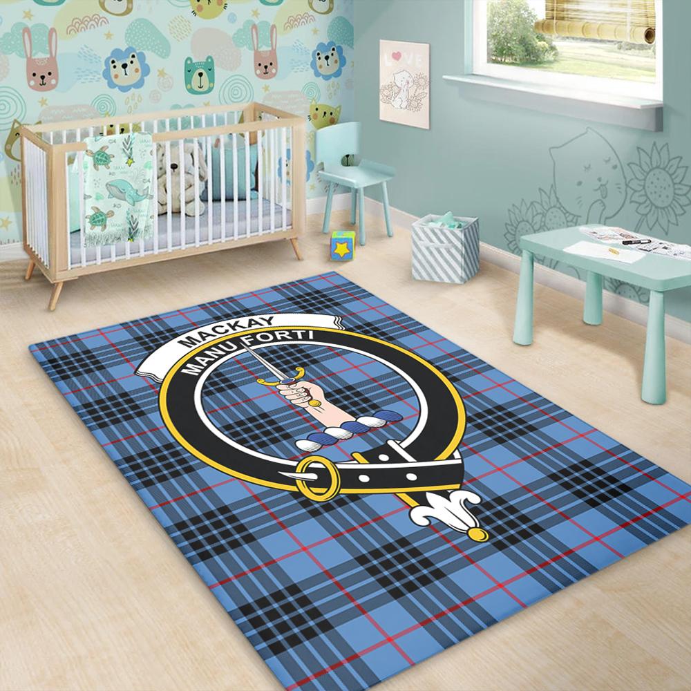MacKay Blue Tartan Crest Area Rug