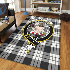 MacFarlane Black & White Tartan Crest Area Rug