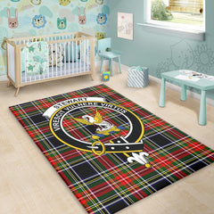 Stewart Black Tartan Crest Area Rug