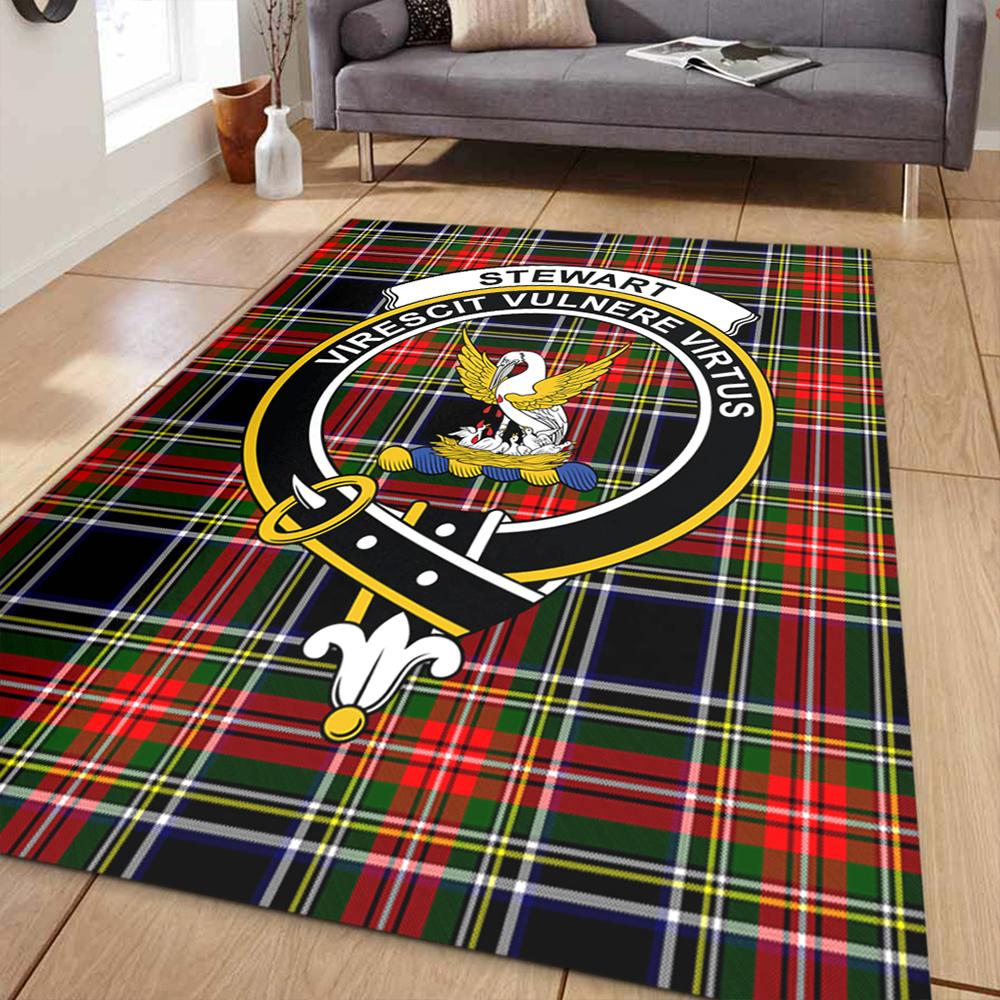 Stewart Black Tartan Crest Area Rug