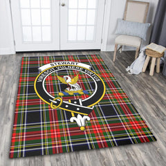 Stewart Black Tartan Crest Area Rug