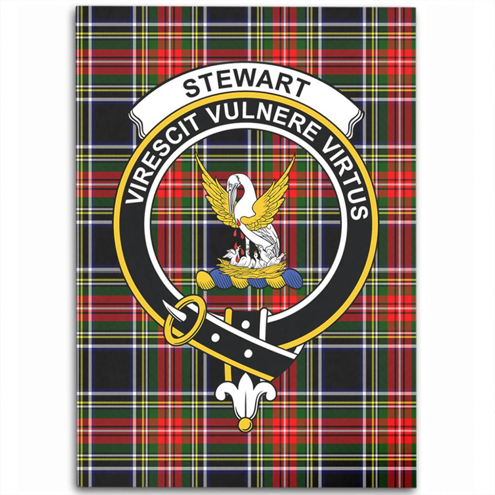 Stewart Black Tartan Crest Area Rug