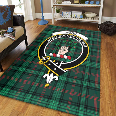Clan Ross Hunting Modern Tartan Crest Rug – Scottish Highland Carpet for Living Room, Celtic Home Decor & Scotland Gift
