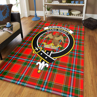 Clan Drummond of Perth Tartan Crest Rug – Scottish Highland Carpet for Living Room, Celtic Home Decor & Scotland Gift