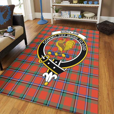 Clan Sinclair Ancient Tartan Crest Rug – Scottish Highland Carpet for Living Room, Celtic Home Decor & Scotland Gift