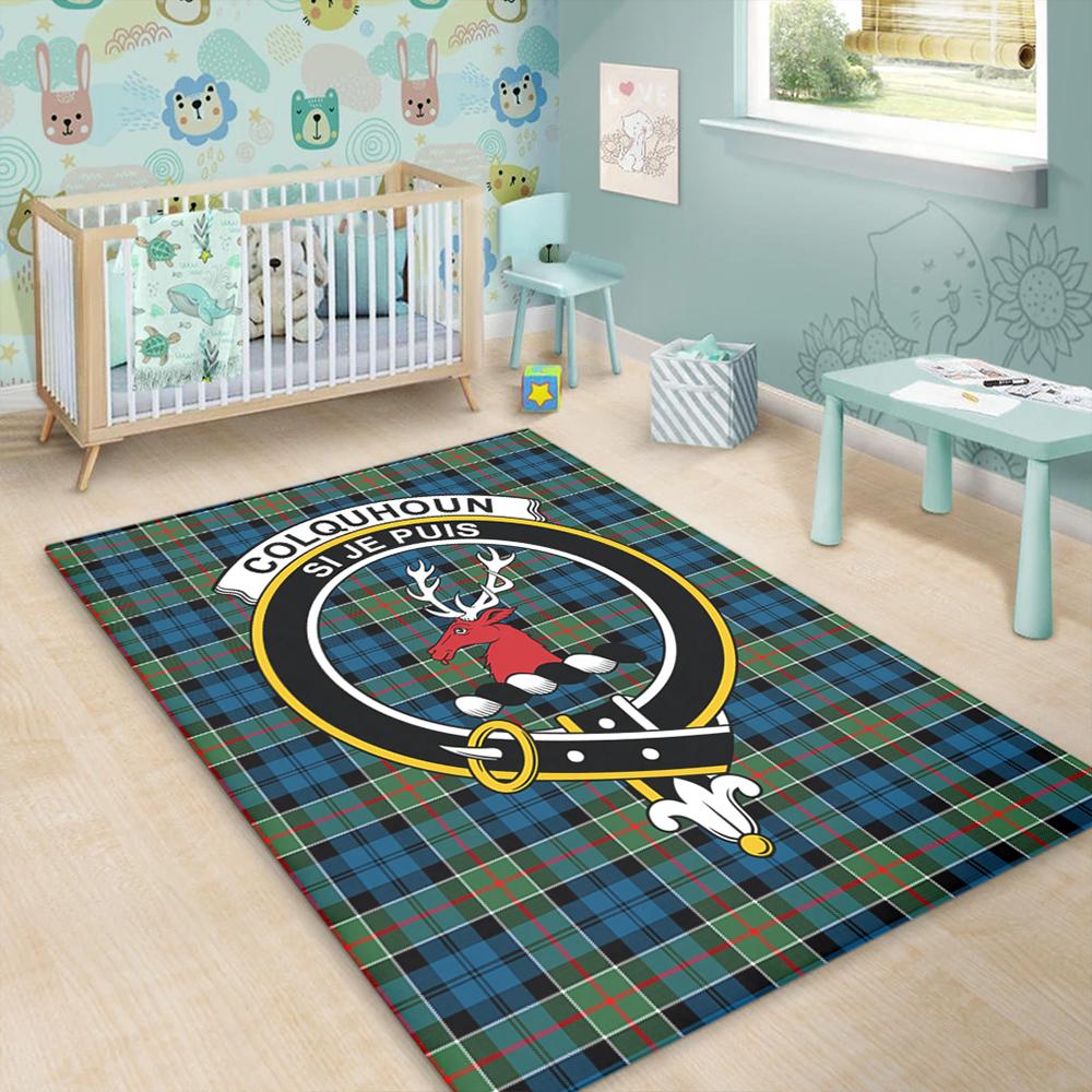 Colquhoun Ancient Tartan Crest Area Rug