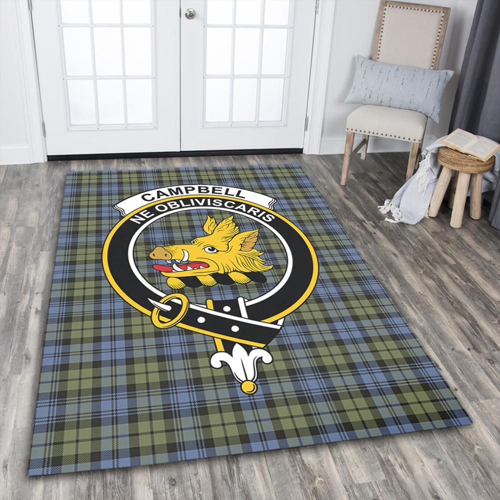 Campbell Faded Tartan Crest Area Rug