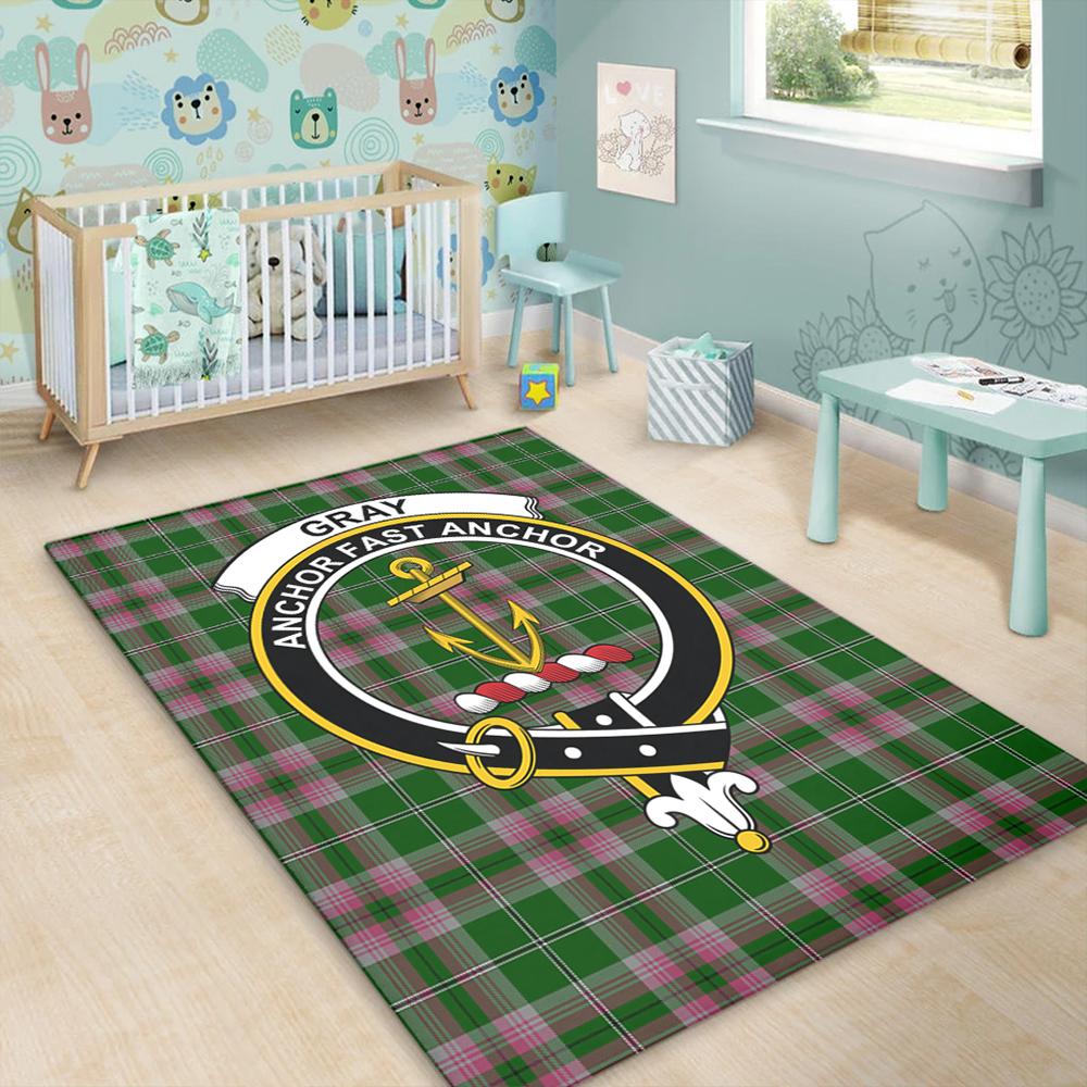 Gray Tartan Crest Area Rug