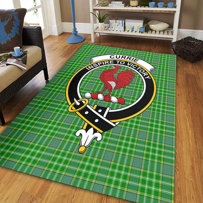 Clan Currie Tartan Crest Rug – Scottish Highland Carpet for Living Room, Celtic Home Decor & Scotland Gift