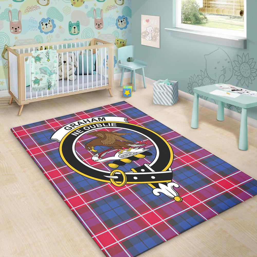 Graham of Menteith Red Tartan Crest Area Rug