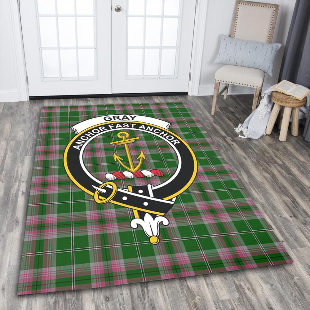 Gray Tartan Crest Area Rug