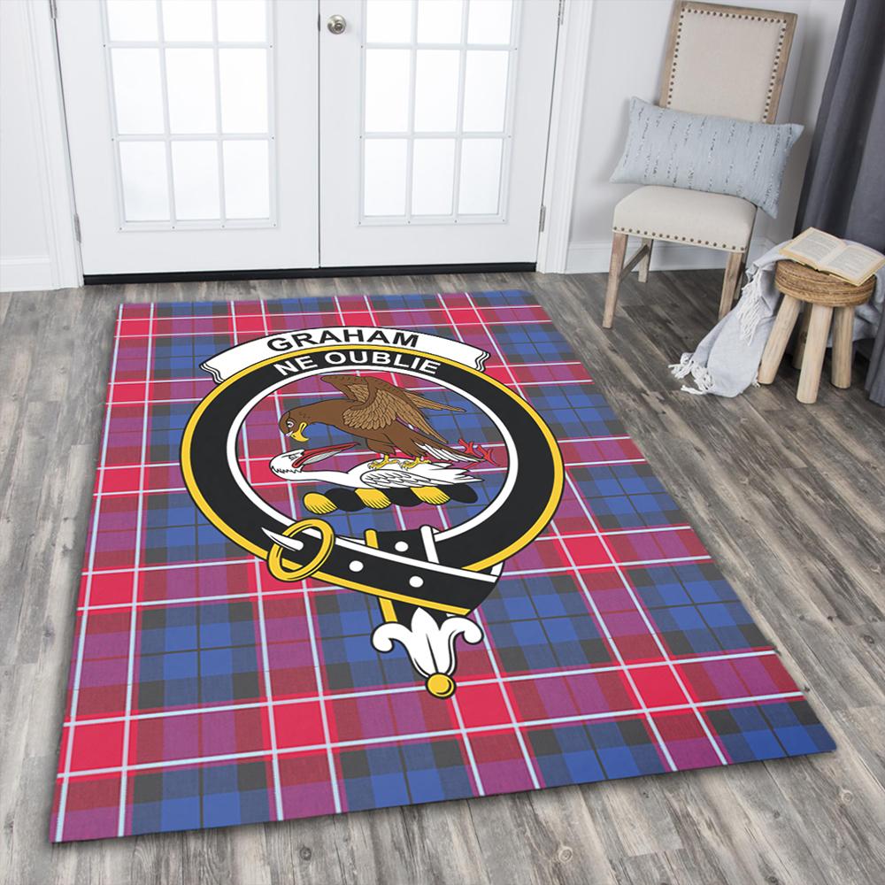 Graham of Menteith Red Tartan Crest Area Rug