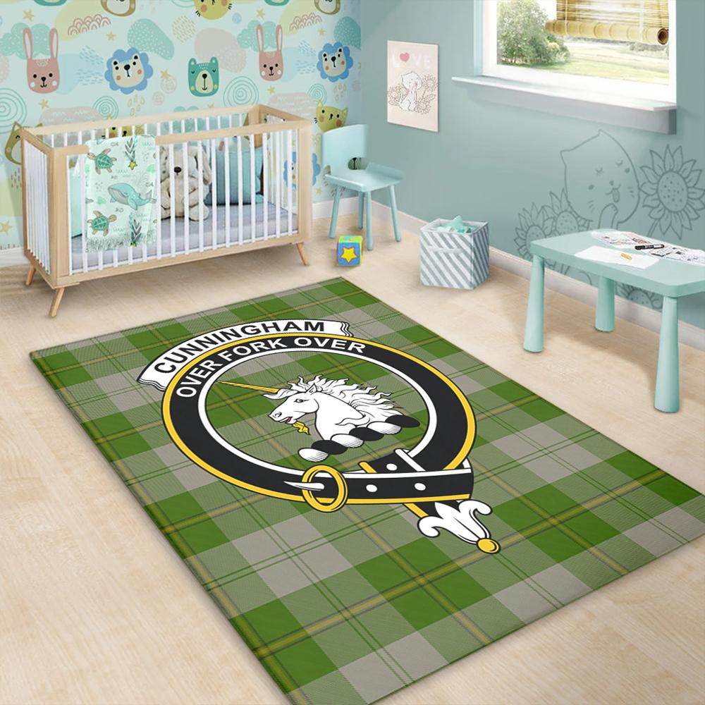 Cunningham Dress Green Dancers Tartan Crest Area Rug