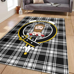 Menzies Black & White Modern Tartan Crest Area Rug