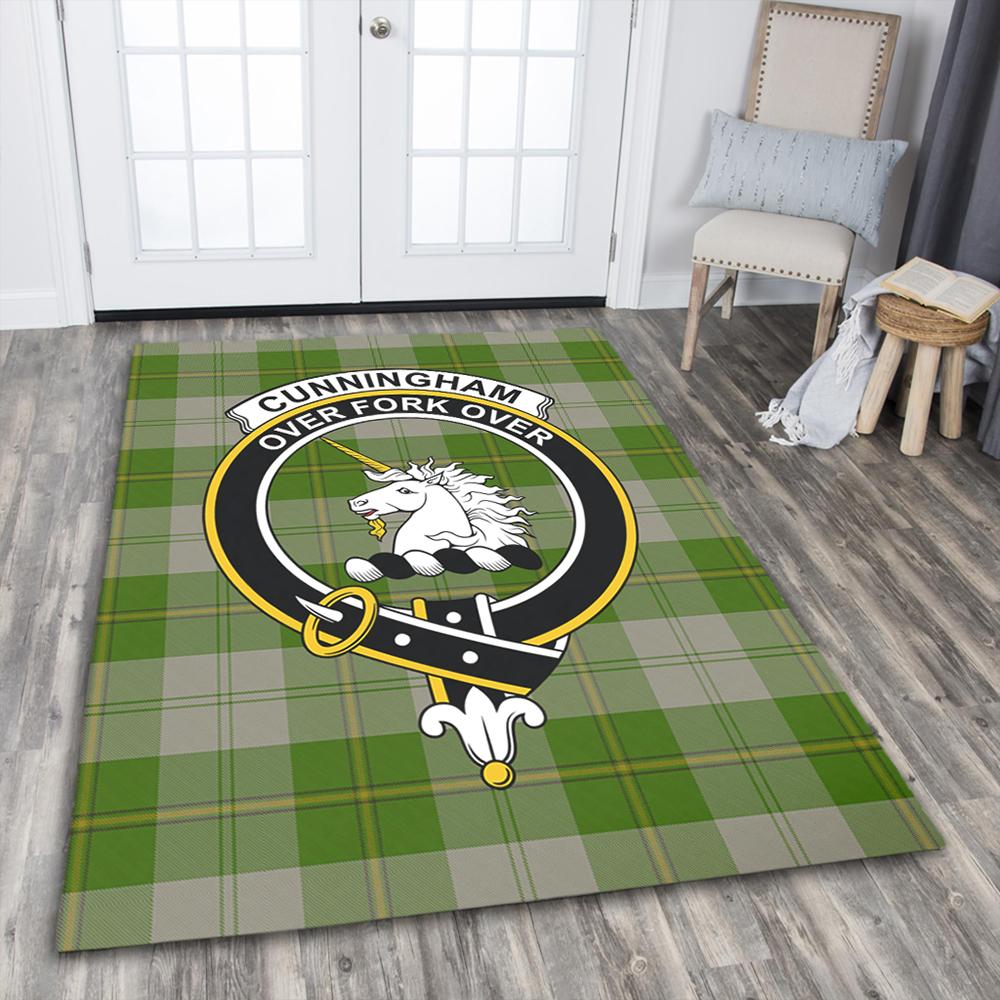 Cunningham Dress Green Dancers Tartan Crest Area Rug