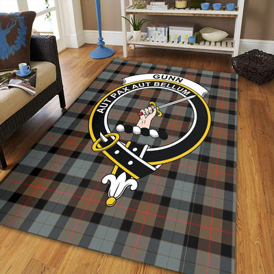 Clan Gunn Weathered Tartan Crest Rug – Scottish Highland Carpet for Living Room, Celtic Home Decor & Scotland Gift