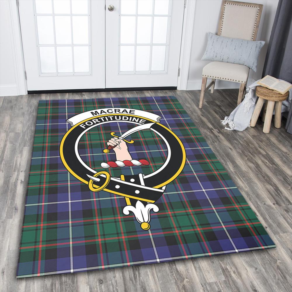 MacRae Hunting Modern Tartan Crest Area Rug