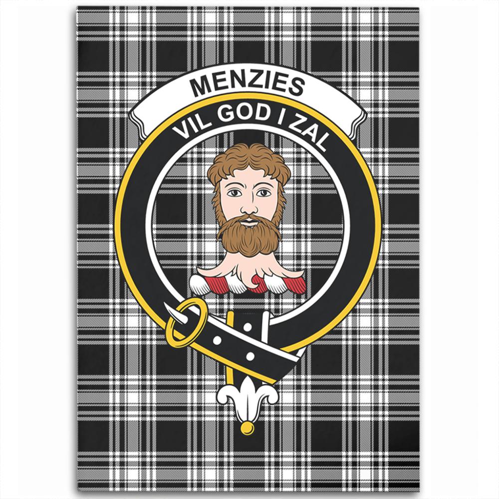 Menzies Black & White Modern Tartan Crest Area Rug