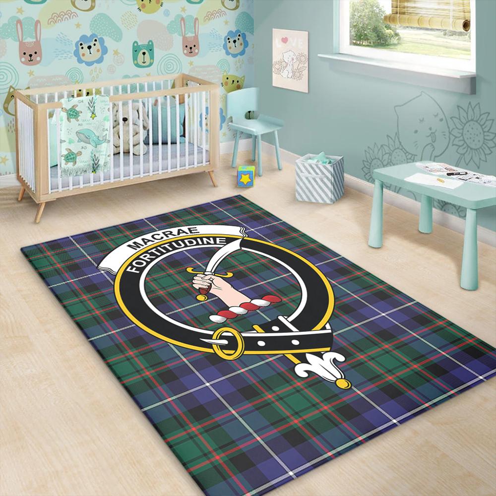 MacRae Hunting Modern Tartan Crest Area Rug