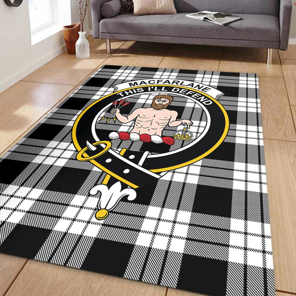 MacFarlane Black & White Ancient Tartan Crest Area Rug