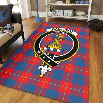 Clan Galloway Red Tartan Crest Rug – Scottish Highland Carpet for Living Room, Celtic Home Decor & Scotland Gift