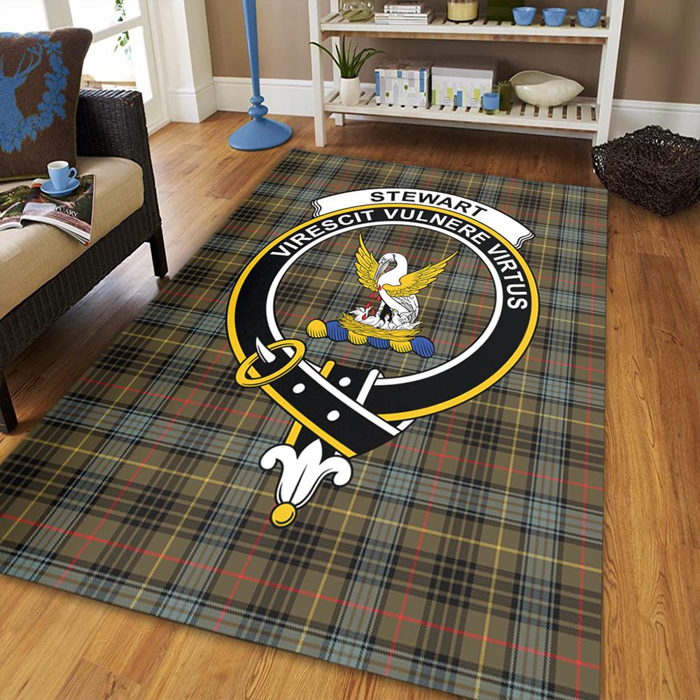 Stewart Hunting Weathered Tartan Crest Area Rug