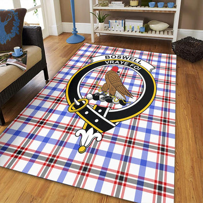 Clan Boswell Modern Tartan Crest Rug – Scottish Highland Carpet for Living Room, Celtic Home Decor & Scotland Gift
