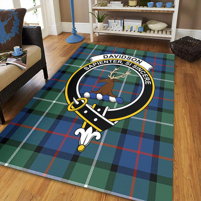 Clan Davidson of Tulloch Tartan Crest Rug – Scottish Highland Carpet for Living Room, Celtic Home Decor & Scotland Gift