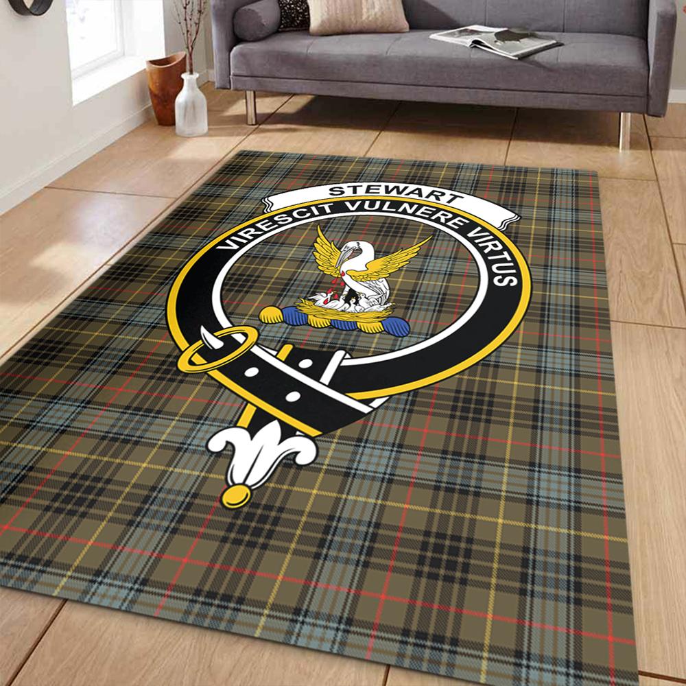 Stewart Hunting Weathered Tartan Crest Area Rug