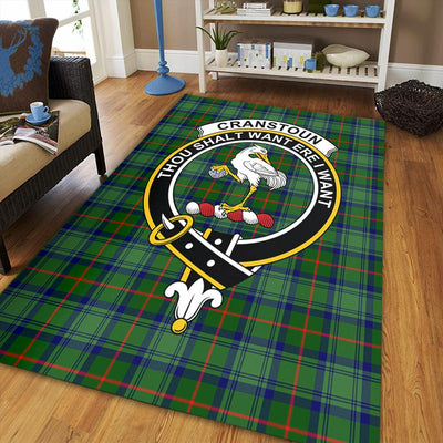 Clan Cranstoun Tartan Crest Rug – Scottish Highland Carpet for Living Room, Celtic Home Decor & Scotland Gift
