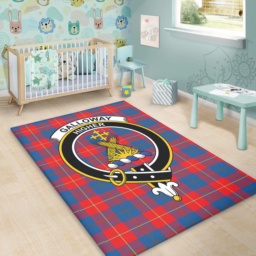 Galloway Red Tartan Crest Area Rug