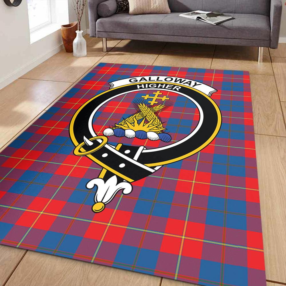 Galloway Red Tartan Crest Area Rug