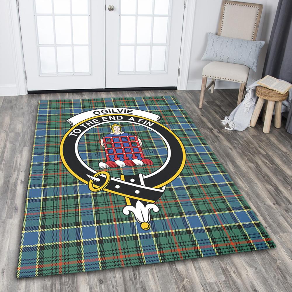 Ogilvie Hunting Modern Tartan Crest Area Rug
