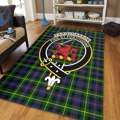 Clan Farquharson Modern Tartan Crest Rug – Scottish Highland Carpet for Living Room, Celtic Home Decor & Scotland Gift NN83