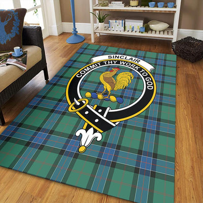 Clan Sinclair Hunting Ancient Tartan Crest Rug – Scottish Highland Carpet for Living Room, Celtic Home Decor & Scotland Gift TZ23