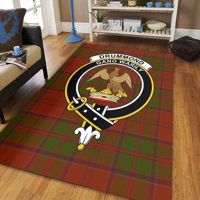 Clan Drummond Clan Tartan Crest Rug – Scottish Highland Carpet for Living Room, Celtic Home Decor & Scotland Gift