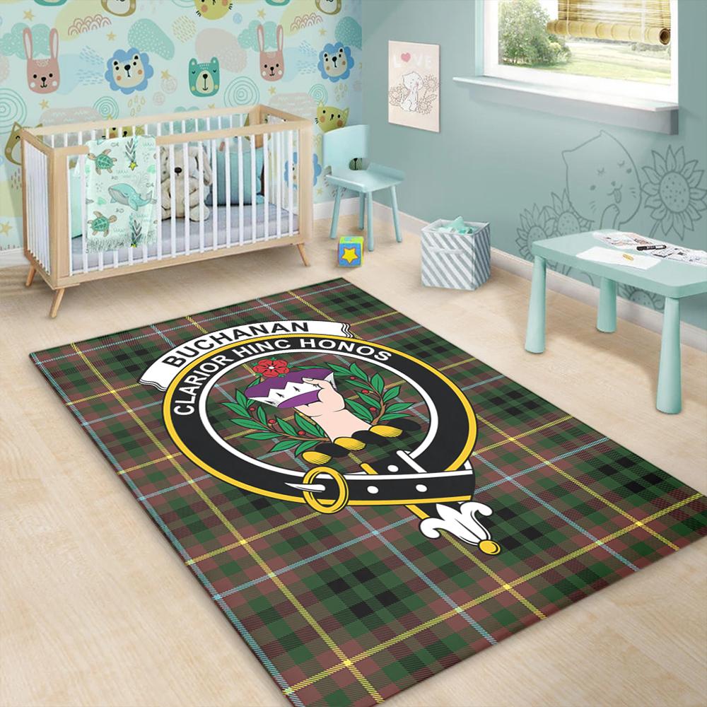 Buchanan Hunting Tartan Crest Area Rug