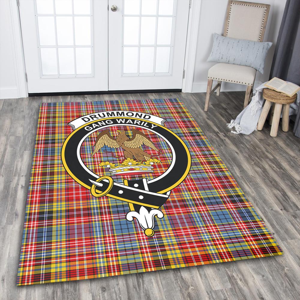 Drummond of Strathallan Tartan Crest Area Rug