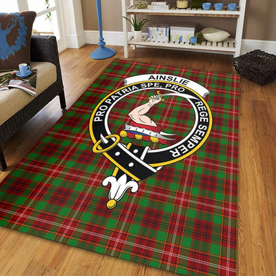 Clan Ainslie Tartan Crest Rug – Scottish Highland Carpet for Living Room, Celtic Home Decor & Scotland Gift