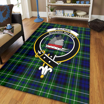 Clan MacNeil of Colonsay Modern Tartan Crest Rug – Scottish Highland Carpet for Living Room, Celtic Home Decor & Scotland Gift
