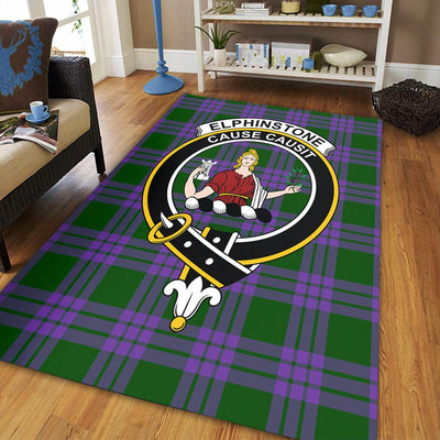 Clan Elphinstone Tartan Crest Rug – Scottish Highland Carpet for Living Room, Celtic Home Decor & Scotland Gift