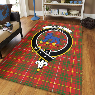Clan Bruce Modern Tartan Crest Rug – Scottish Highland Carpet for Living Room, Celtic Home Decor & Scotland Gift