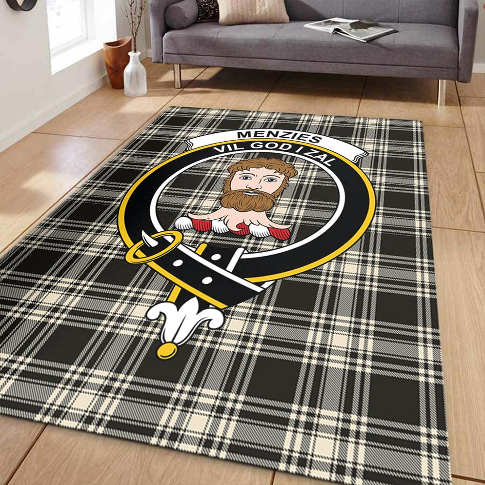 Menzies Black & White Ancient Tartan Crest Area Rug
